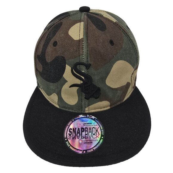 Chicago White Sox Baseball Hat Camouflage Snapback Cap Flat Bill Adjustable OSFM - Picture 2 of 6